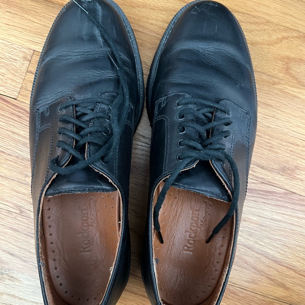 Rockport Black Leather Lace-Up Oxfords